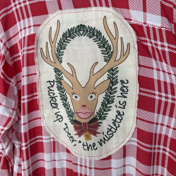 Boho Jane Holiday Plaid Tunic Button Up Womens Medium Christmas Whimsical - Picture 5 of 7